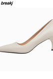 Size 34-39 Women Pumps Real Leather Sexy Pointed Toe High Heels Shoes For Women Solid Thin Heel Office Party