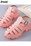 New Thick Sole Sandals Women Wrap Toe Hollow Outs Roman Sandalias Women Casual Beach Shoes Summer Platform Sandals