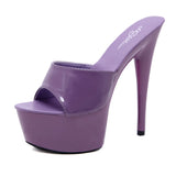 Breakj Patent Leather Drag Heels With Sexy Black Waterproof Platform Hate Day High Heel Sandals Female