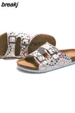 Summer Print Cork Slipper New Fashion Women Casual Beach Slip on Outside Non-slip Slides