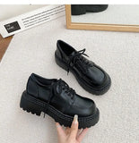 Small Leather Shoes Women's Platform Heels Sexy Autumn New Retro Thick-soled Lace-up