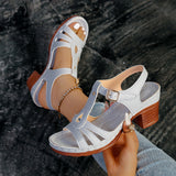 Breakj Summer New Women's High-Heeled Thick-Soled Sandals Large Size Fish Mouth Coarse Heel With Slope