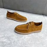 Sole Casual Shoes New Fashion Round Head Solid Spring and Autumn Suede Strapping Women's Large Flat