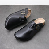 2023 Fashion Men Beach Cork Slippers Summer Unisex Solid Color Non-slip Outside EVA Waterproof PU Leather Slide