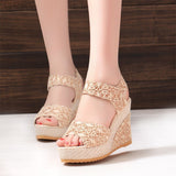 Shoes 2023 Hot Sale Fashion Peep Toe Women's Sandals Summer Women Wedges Sandals Party Dress Platform High Heel