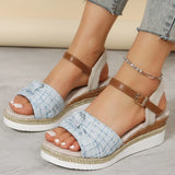 Breakj Summer Slope Sandals Large-Size Slope Heded Fish-Mouthed Sandals Women's Shoes Wearing Beach