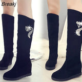 Size Women's Boots 40-43 Size Extra Large Size Rope Braided Frosted Inner Increase Tassel High Boots Fashion Female