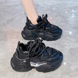 Autumn New Women's Chunky Sneakers Fashion Platform Sports Shoes for Women Black White Thick Bottom Running Shoes