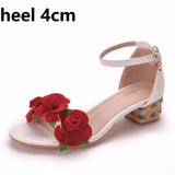 Queen Women Summer Wedges Female Floral Platform Bohemia High Heel Sandals Ankle Strap Open Toe Ladies