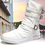 and Winter Men's Boots Boots Men's Shoes Zipper Leather Boots High-top Metal Buckle Short Boots