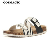 Fashion Print Cork Slipper 2023 New Summer Women Beach Double Buckle Slides