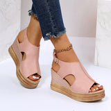 Plus Size Wedge High Heels Sandals Women 2024 Peep Toe Platfrom Sandals Woman Buckle Strap Non Slip Beach Sandles