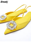 Summer New Rhinestone Pointed Toe Sexy Women Sandals Wear Baotou Set of Feet All-match Banquet Woman Sandals Flat