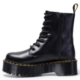 Boots Platform Genuine Leather Lace-up Chunky Motorcycle Ankle Boots Female Winter Shoes Woman Punk Booties Botas