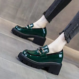 Style Chunky Platform Women Pumps 2023 Spring Women Patent Leather High Heel Shoes Autumn Vintage Office Female