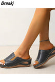 Women Wedge Sandals 2023 Summer Roman Style Open Toe Women's Sandals Vintage Non Slip Leather Casual Beach Shoes Zapatos