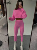 Casual Pants Suit Women Tracksuit Winter 2021 Pullover Knitted Sweater Tops And Skinny Leggings Pants Two Piece
