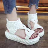Elastic Mesh Platform sandals 2019 Summer shoes women Fashion Open toe flat High heel sandals Sweet Slip-On female