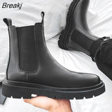 Design Women Ankle Boots Genuine Leather Chelsea Boots Platform Chunky Low Heel Short Booties Autumn
