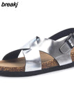 2023 New Beach Cork Sandals Casual Women Summer Buckle Strap Outside Non-slip Sandalias