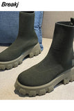 boots for women Platform black boots 2023 fashion woman Comfortable Short Boots Size 43 Breathable Booties Motorcycle