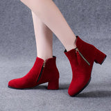 New Women's Shoes Solid Color Fashion Women's Boots with Pointed Edge with Zipper Comfortable Temperament Women
