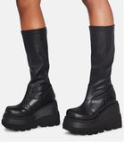 Fashion Platform Boots Chunky Heel Wedges Mid Calf Women Boots Casual Brand Thick Bottom Winter Shoes