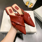Summer Slippers Women Flip Flops New Casual Indoor Slides Pointed Toe Low Heel Female Shoes Ladies Outside Mules