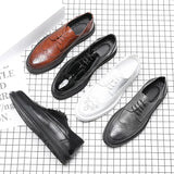 Breakj Rock Shoes Men's Korean Patent Leather Carved Breathable Business Wear Casual Men's Shoes