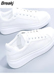 White Shoes Autumn 2023 Female FlatKorean Student Casual Women's Shoe Tide Leather Ladies Platform Running Sneakers