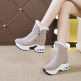 Ankle Boot for Women Warm Plus Plush Winter Snow Boots Zipper Woman Shoe Internal Increasing Boots Botas