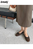 Fashion Leopard Flats Shoes Women Flat Ballerina Casual Slip On Soft Moccasin Round Toe Shallow Female Boat Shoe Dress