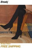 Women's Over-the-knee Boots Winter Fashion Leopard Stiletto Point-toe High Boot Female Plus Size Luxury Designer Shoes