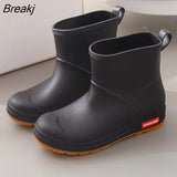 Boots Women Ankle Shoes Waterproof Rain Rubber Shoes for Rain Day 2023 New Slip on Female Short Boots Solid Warm