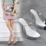 Wedding Shoes New Women 2023 High Night Club Sandals Crystal Bottom Waterproof Wedding Shoes Steel Tube Dancing