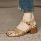 Women's Summer Mid-heel Open-toe Sandals With Empty Back Cross Straps Elegant Woman Heeled Shoes Woman 2024 Trend High