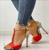 Ladies Summer Sandals Fashion Solid Color Serpentine Casual Open Toe Super High Heel Fish Head Snake