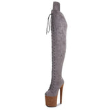 Peep Toe Boots Pole Dance Boots Stripper High Heels Women Sexy Show Shoes Party Club 20 CM Heels Platform ZIP Lace-Up