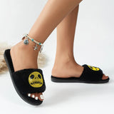 2023 New Halloween Furry Slippers Women Crystal Decor Flat Heel Plush Slippers Woman Non Slip Soft House Slides