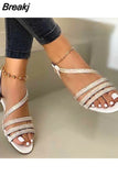Rhinestones Women's Sandals 2023 Summer Ladies Flats Sandalias Bling Female Shoes Footwear Comfort Slip on