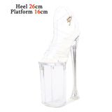 Women Summer Shoes 2023 New Waterproof Clear Platform Sandals Glow Super High Heels 26cm Thin Heels Female Party