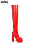 Chunky Heeled Women Motorcycle Boots 2023 Winter Fashion Comfy Stretch Boots Great Quality Over The Knee-high