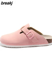 2023 New Outside Buckle Cork Slipper Casual Men Solid Color Beach Non-slip Closed Toe