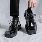 Breakj 2023 New Youth Square Head British Wind Low Heel Tooling Fashion Casual Daily Leather Shoes