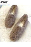 moccasins femme winter cotton home shoes women warm plush loafers comfy curly sheep fur flats woman large size