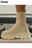 boots for women Platform black boots 2023 fashion woman Comfortable Short Boots Size 43 Breathable Booties Motorcycle