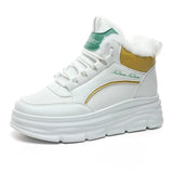 shoes Winter boots fashion round head sports shoes keep warm thick bottom plus velvet lace-up casual running women's