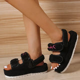 Women 2023 Autumn Fur Sandals Fashion Cozy Plush Gladiator Sandals Hook Loop Casual Ladies Slippers Platform Fuzzy Cotton