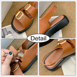 Size 34-40 Women Sandals Genuine Leather Buckle Strap Chunky Heels Platform Shoes For Women 2023 Low Heel