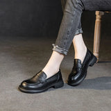 Loafers Elegant Woman Shoes with Medium Heels Genuine Leather Pumps Luxury Designer Shoes Ladies 2023 Round Toe